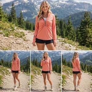 Harley-Davidson Womens 1/4 Zip Performance Shirt Orange Long Sleeve M